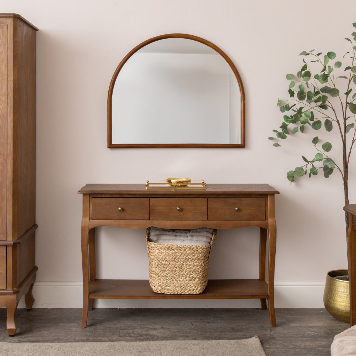 3 Drawer Dark Wood Console Table with Shelf - Ashwell Range