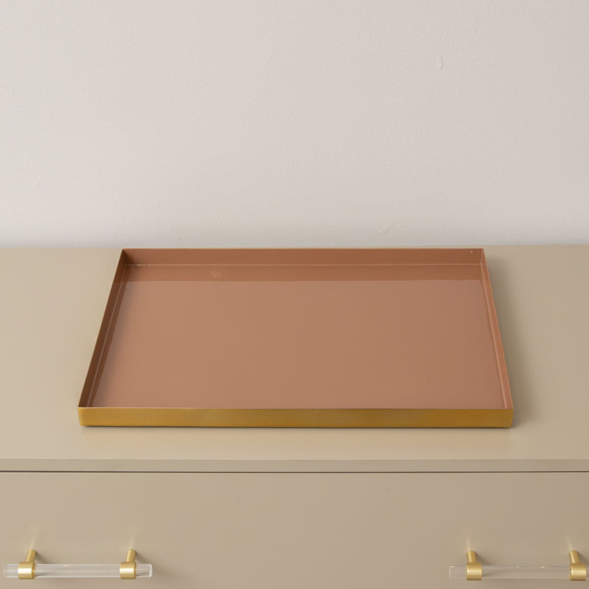 Large Metal Rectangular Mocha & Gold Display Tray