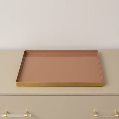 Large Metal Rectangular Mocha & Gold Display Tray