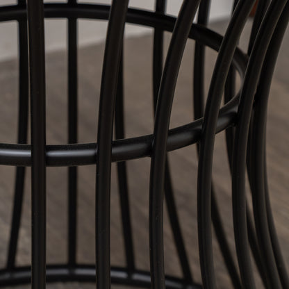 Black Metal Detailed Upholstered Dressing Table Stool
