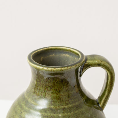 Olive Green Speckled Ceramic Jug Vase - 19.5cm