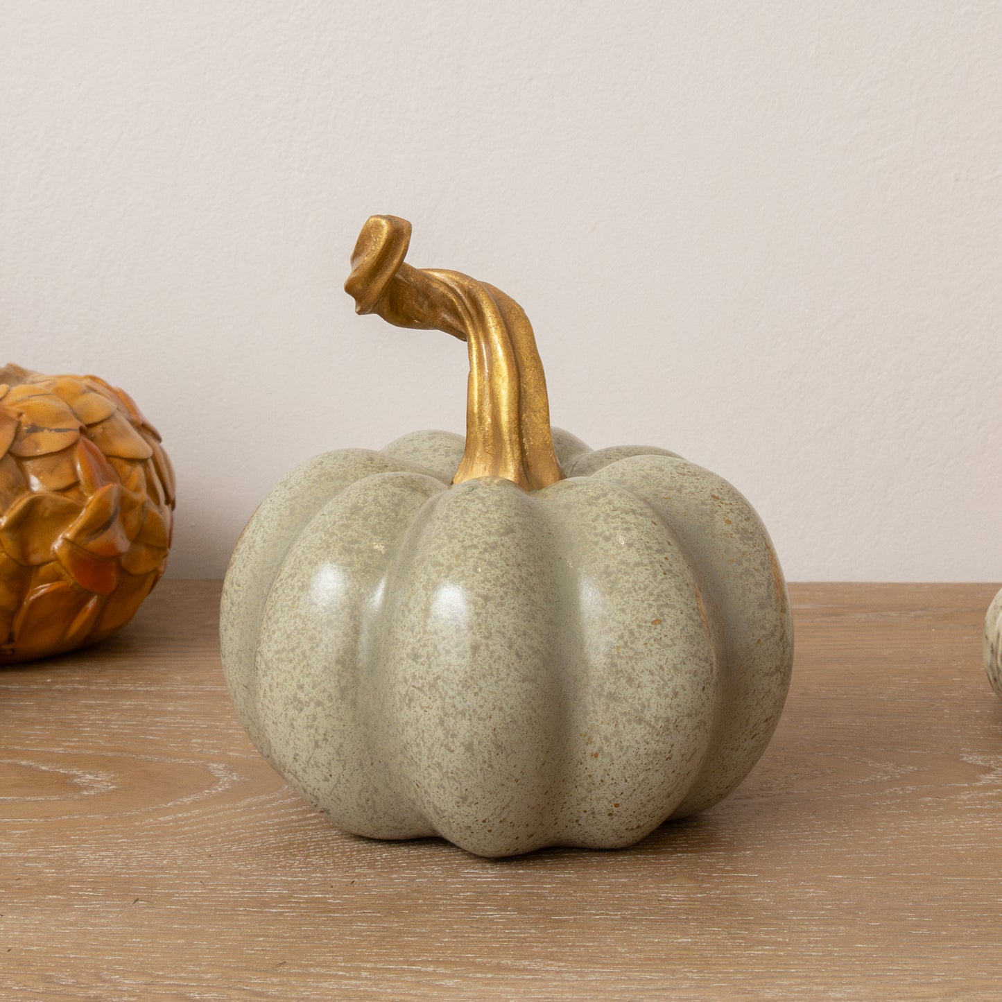 Nude & Gold Speckled Pumpkin Ornament - 16cm x 15cm