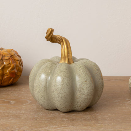 Nude & Gold Speckled Pumpkin Ornament - 16cm x 15cm