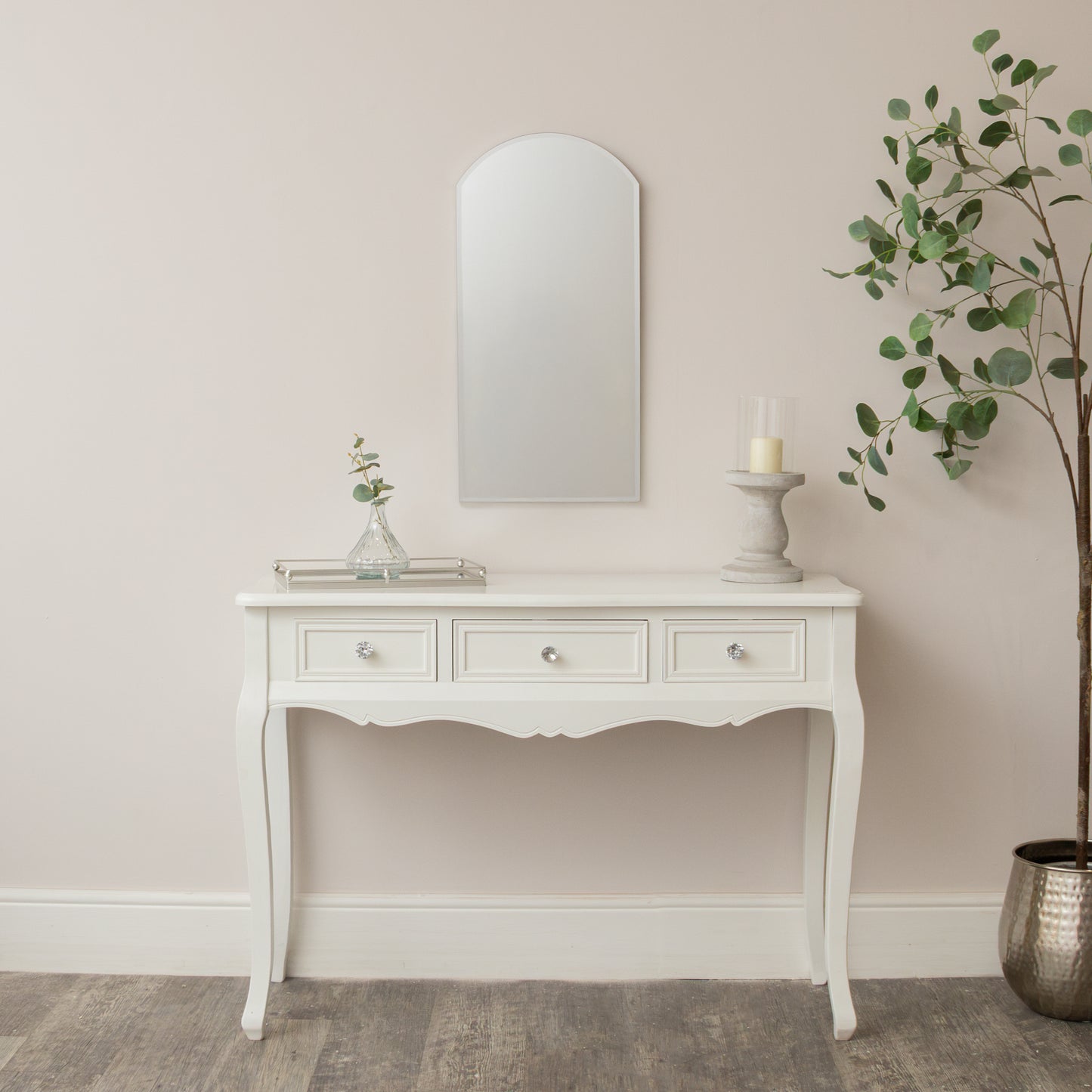Arched Frameless Bevelled Wall Mirror - 35cm x 71cm