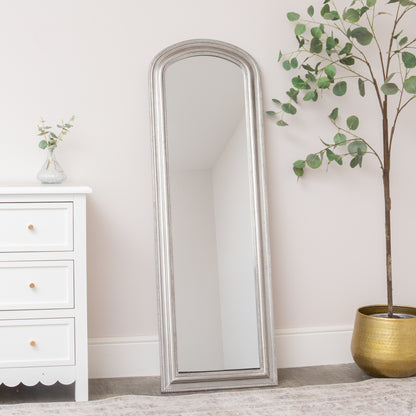 Full Length Foiled Silver Leaner & Wall Mirror - 47cm x 142cm