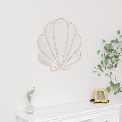 Large Pink Shell Shaped Wall Mounted Mirror - 60cm x 60cm