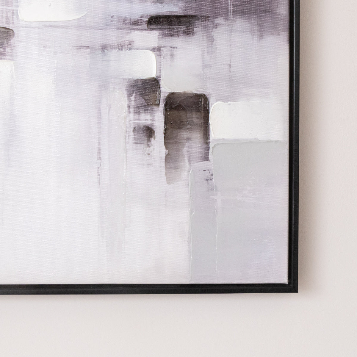 Black & White Serenity Abstract Framed Wall Art - 50cm x 50cm