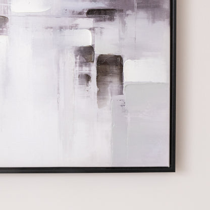Black & White Serenity Abstract Framed Wall Art - 50cm x 50cm