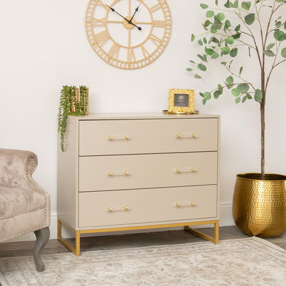 Large 3 Drawer Chest of Drawers - Liana Taupe Range