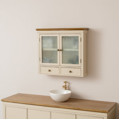 Cream & Wooden Wall Cabinet with Drawers - Claudia Range