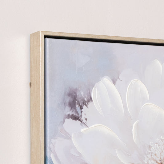  White & Blue Peony Flower Gold Framed Wall Art - 40cm x 40cm 