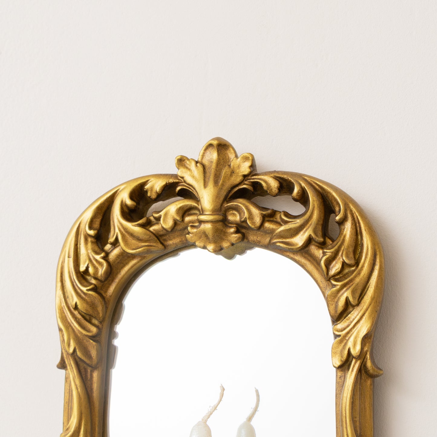Ornate Metal Antique Gold Mirrored Candle Sconce