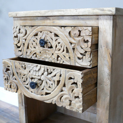 2 Drawer Natural Side Table