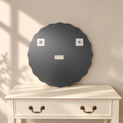 Frameless Scalloped Bevelled Edge Wall Mirror - 60cm x 60cm