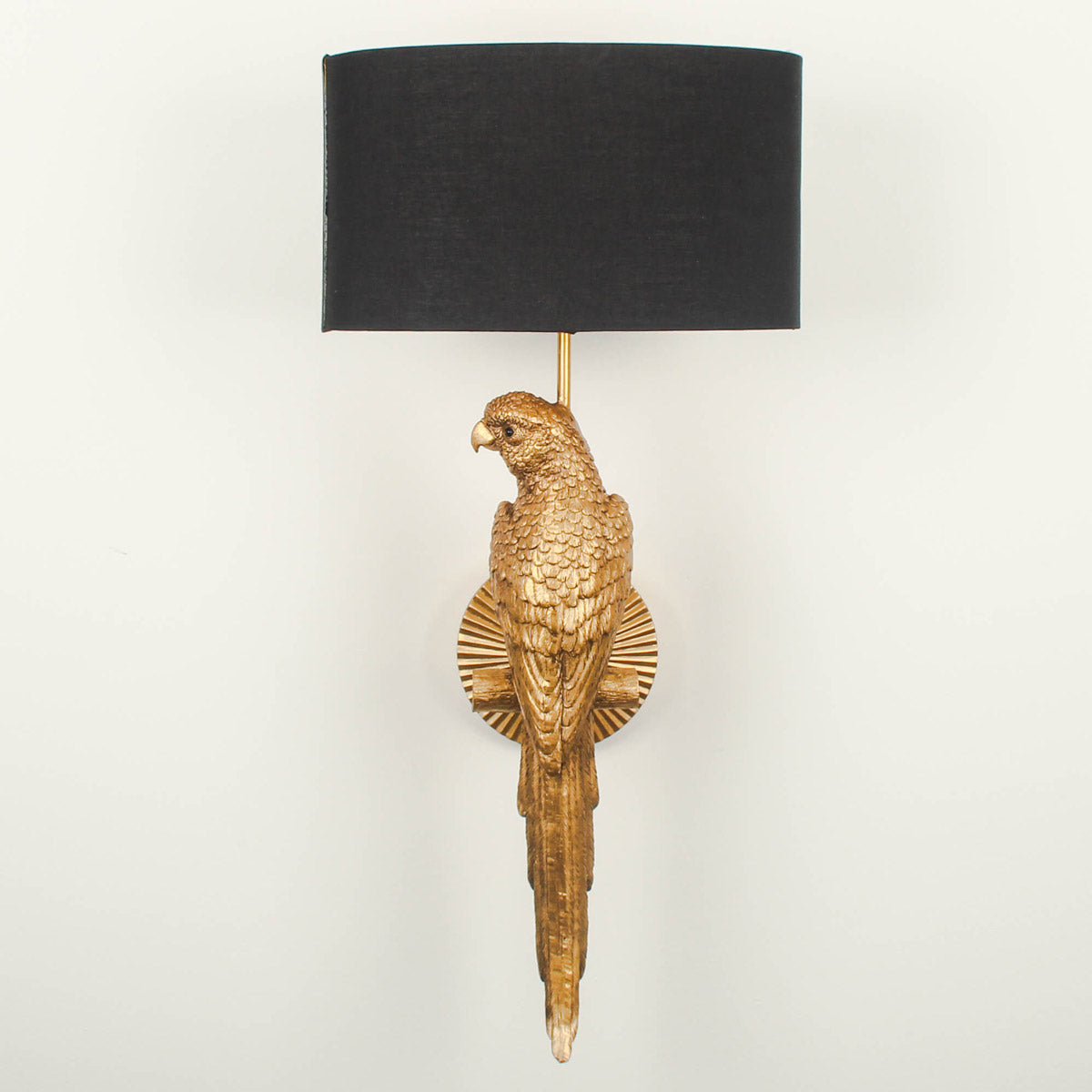 Gold Parrot Wall Light with Black Shade