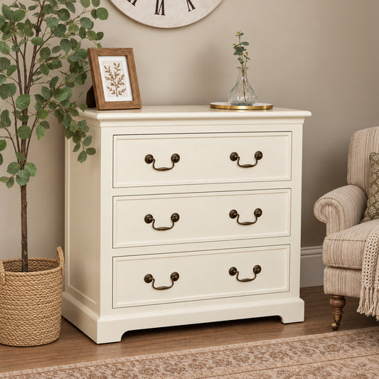  Ivory 3 Drawer Chest of Drawers - Charlotte Ivory Range 