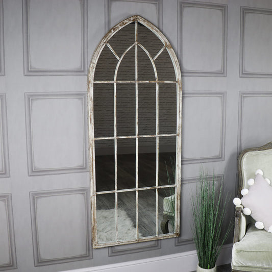  Extra Large Rustic Arched Window Mirror 67cm x 159cm 