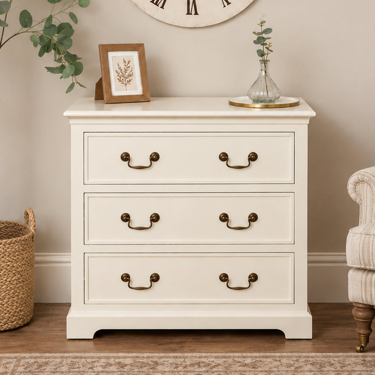 Ivory 3 Drawer Chest of Drawers - Charlotte Ivory Range