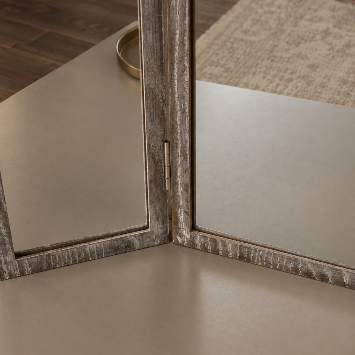 Light Ash Wood Arched Dressing Table Mirror