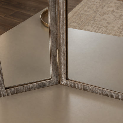 Light Ash Wood Arched Dressing Table Mirror