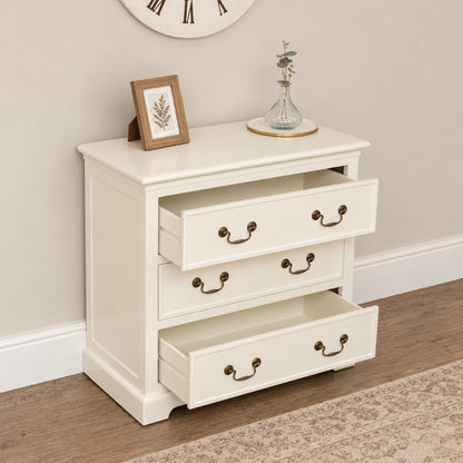 Ivory 3 Drawer Chest of Drawers - Charlotte Ivory Range