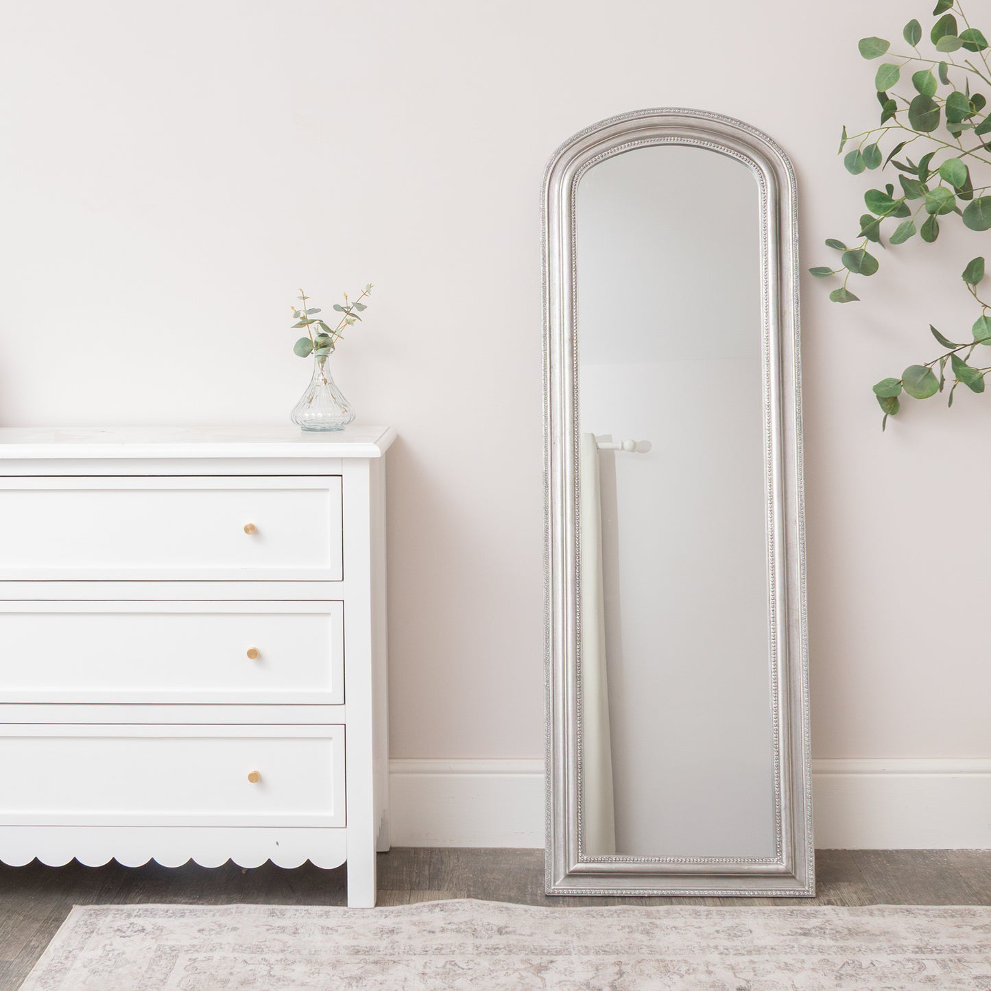 Full Length Foiled Silver Leaner & Wall Mirror - 47cm x 142cm