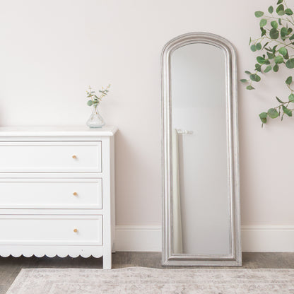 Full Length Foiled Silver Leaner & Wall Mirror - 47cm x 142cm