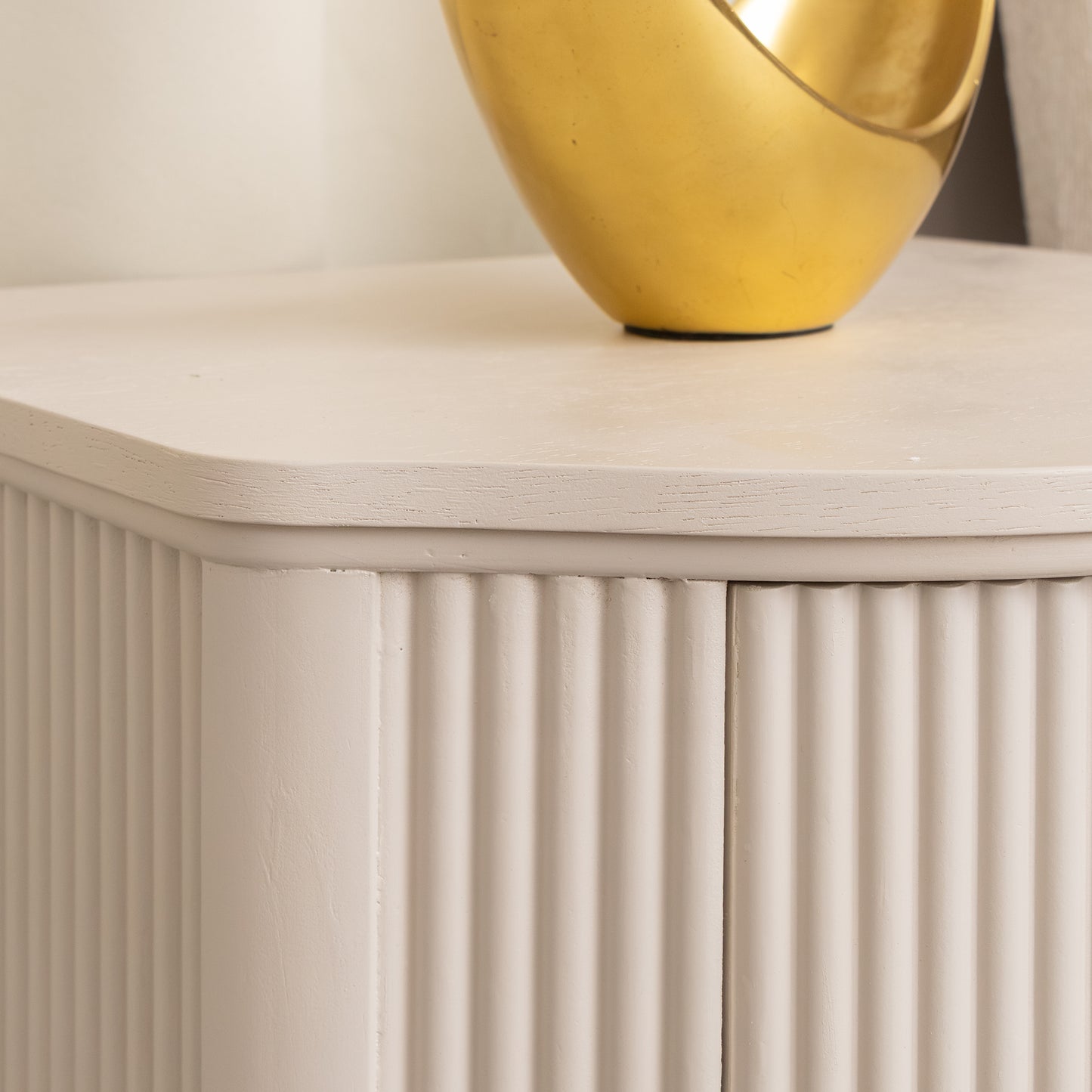 Pair of Reeded One Drawer Bedside Table - Willow Taupe Grey Range