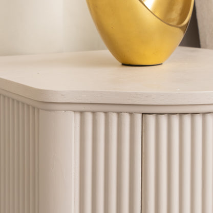 Reeded One Drawer Bedside Table - Willow Taupe Grey Range