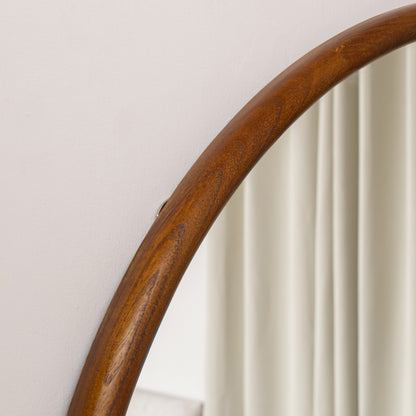 Dark Wood Framed Arched Wall & Mantle Mirror - 90cm x 75cm