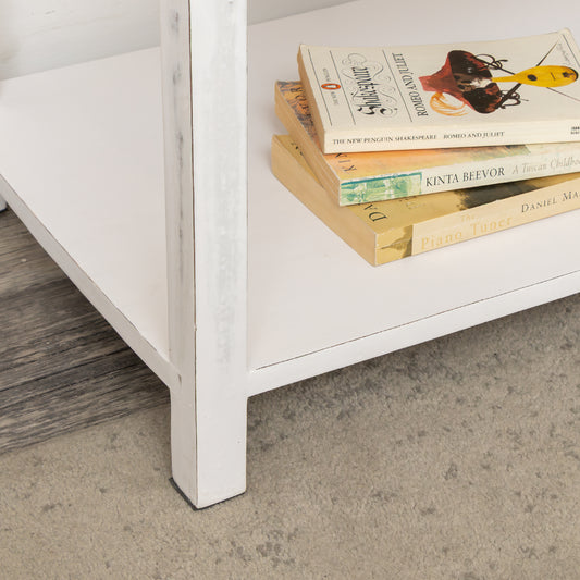  Distressed White Painted Bohemian Side Table - Freya White Range 