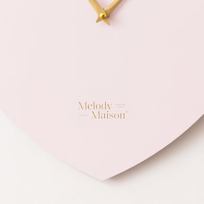 Wooden Pink & Gold Detailed Heart Shaped Wall Clock - 40cm x 40cm