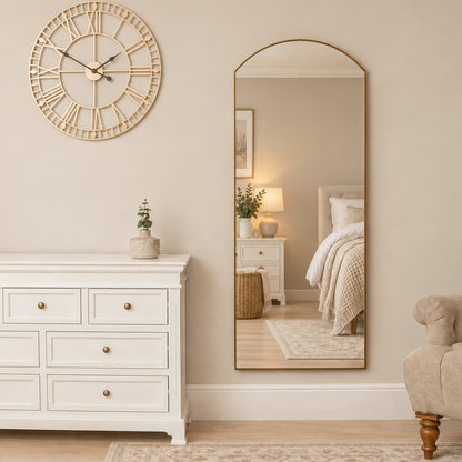 Large Arch Gold Framless Full Length Leaner / Wall Mirror - 150cm x 60cm