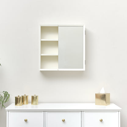 Cream Open Shelved Mirrored Wall Cabinet 53cm x 53cm