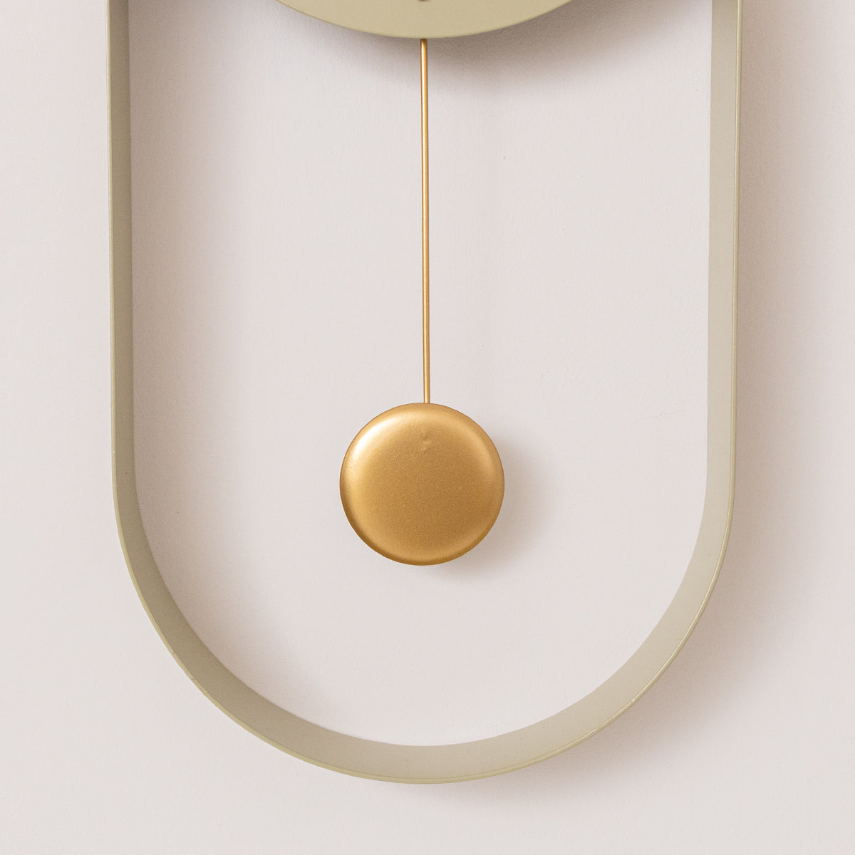 Olive Green & Gold Pendulum Metal Analogue Wall Clock - 20cm x 55cm