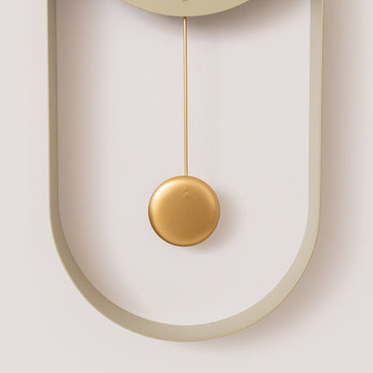 Olive Green & Gold Pendulum Metal Analogue Wall Clock - 20cm x 55cm