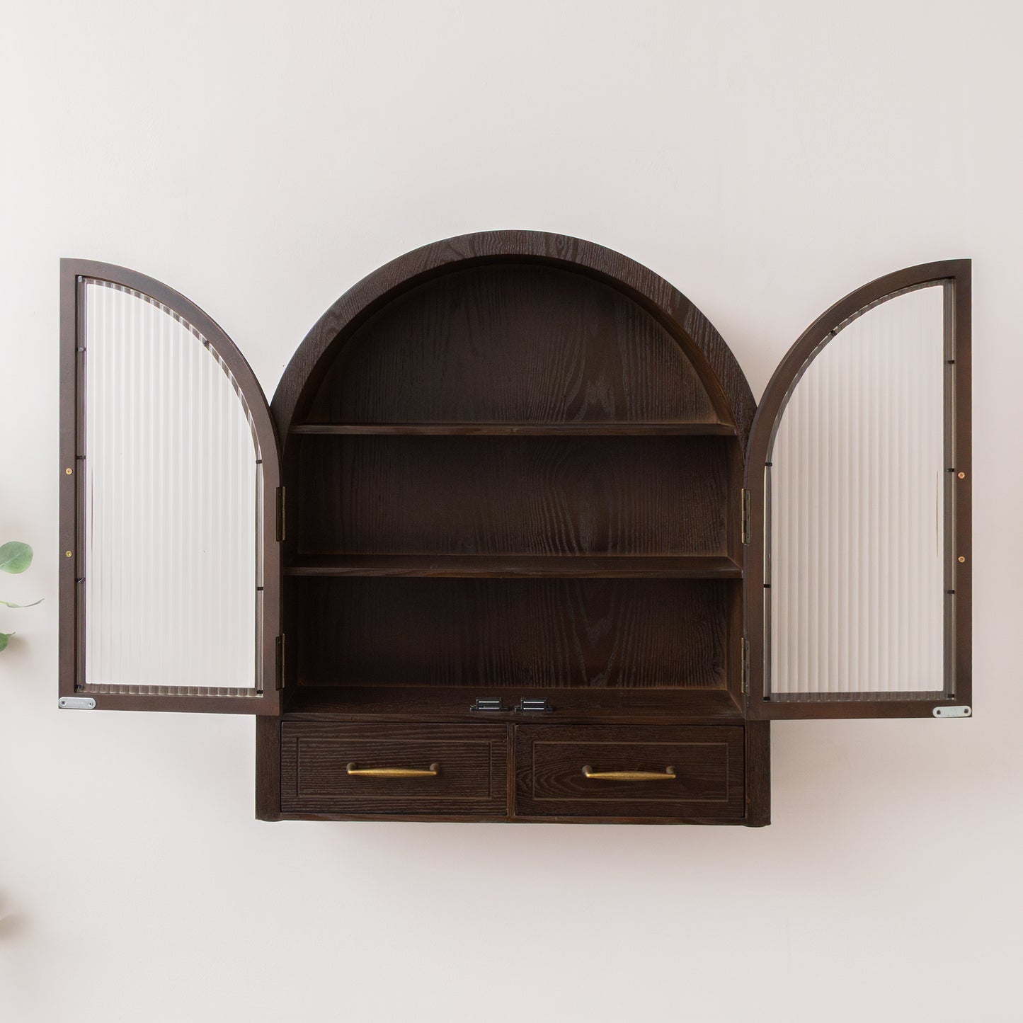 Dark Wood Arched Wall Mounted Cabinet - Kingsley Range