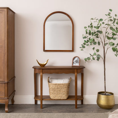 Wooden Half Moon Console Table with Shelf - Ashwell Range