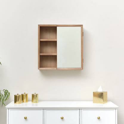 Wooden Open Shelved Mirrored Wall Cabinet 53cm x 53cm