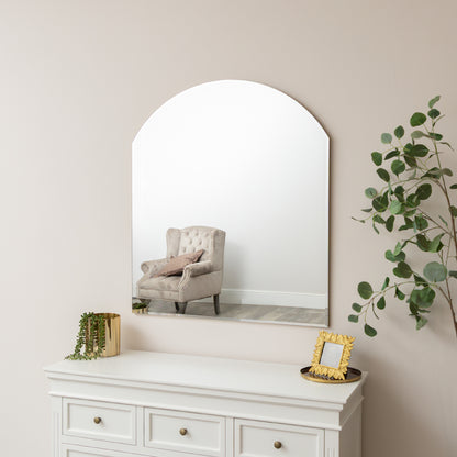 Large Frameless Arched Mirror with Bevelled Edges - 88cm x 100cm