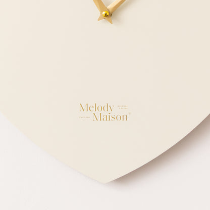 Wooden Ivory & Gold Detailed Heart Shaped Wall Clock - 40cm x 40cm