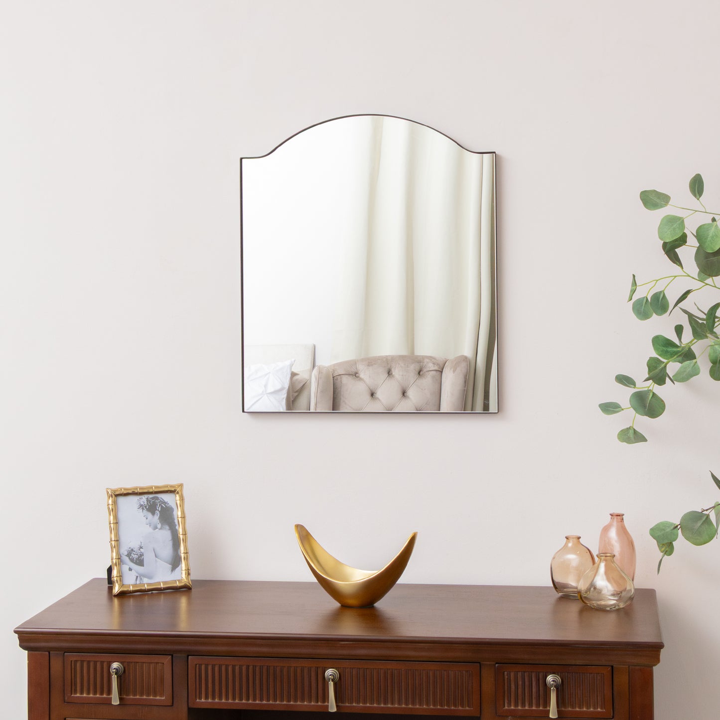 Matte Black Metal Framed Wall Mirror - 50cm x 65cm