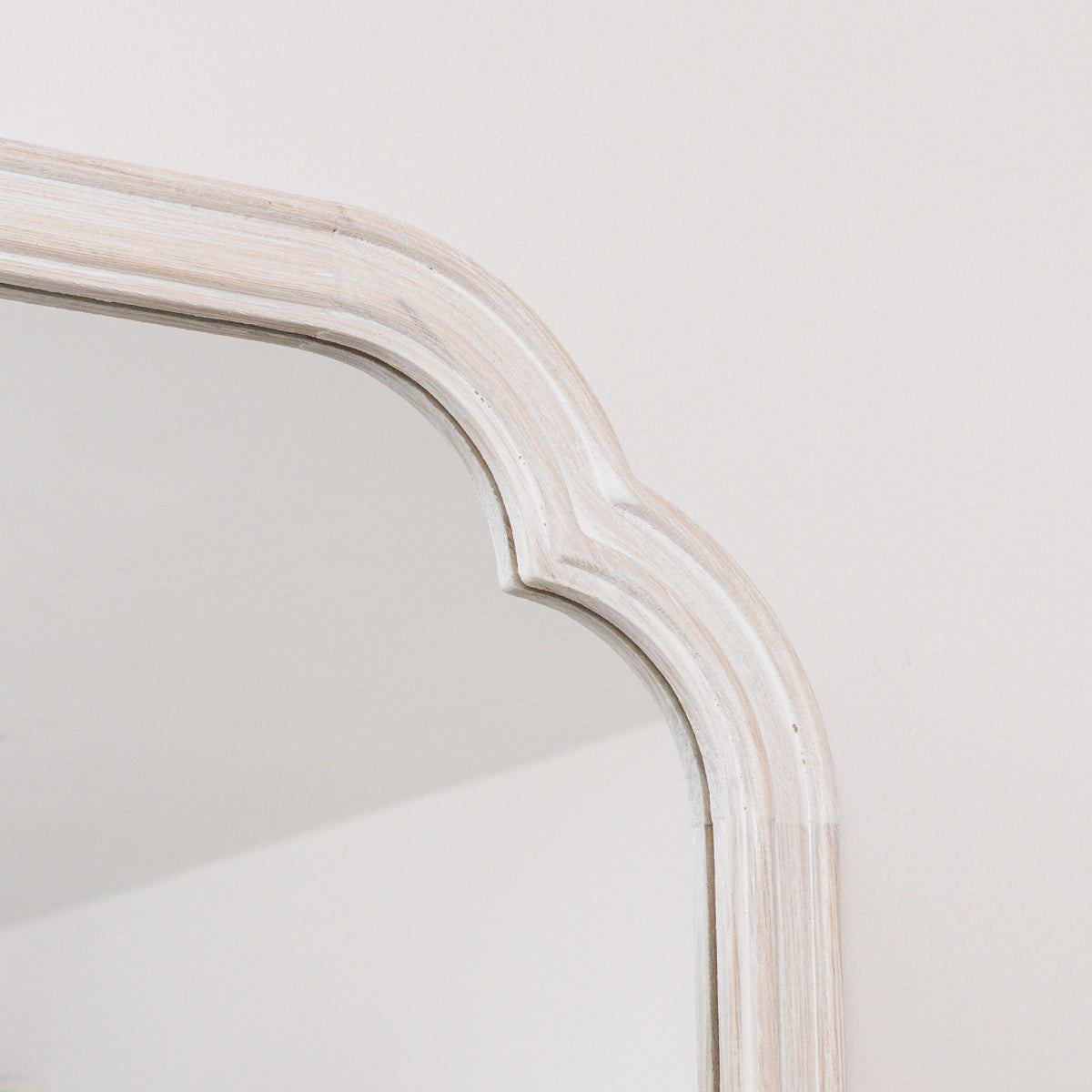 White Washed Distressed Wooden Frame Wall Mirror - 40cm x 75cm