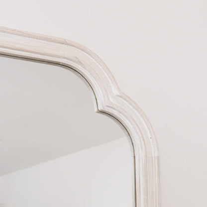 White Washed Distressed Wooden Frame Wall Mirror - 40cm x 75cm