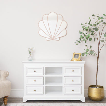 Large Pink Shell Shaped Wall Mounted Mirror - 60cm x 60cm
