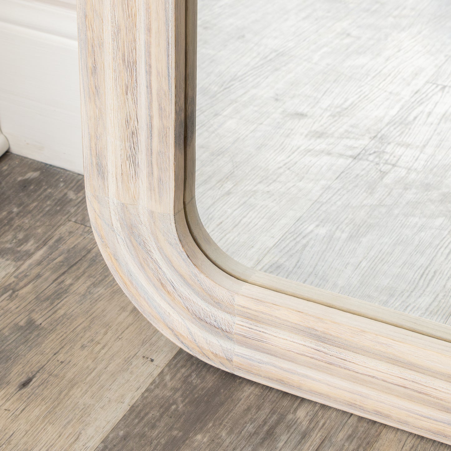 Light Wooden Arched Tall Wall & Leaner Mirror - 142cm x 47cm