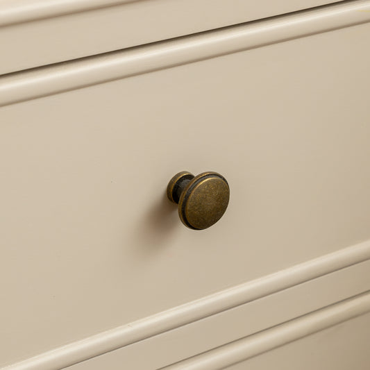  Cream & Wooden Two Drawer Bedside Table - Claudia Range 