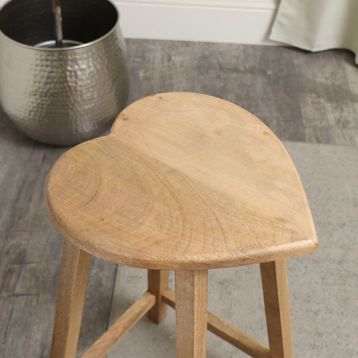 Tall Mango Wood Heart Bar Stool