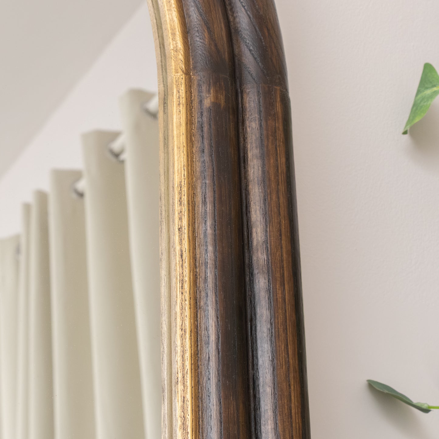 Dark Arched Wood & Gold Framed Wall & Leaner Mirror - 166cm x 70cm