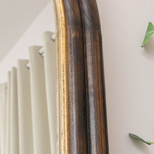  Dark Arched Wood & Gold Framed Wall & Leaner Mirror - 166cm x 70cm 